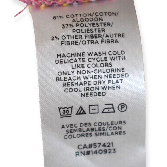 Loft Top S Womens Knit Multicolor 3/4 Sleeve Cotton Blend Boho Round Neck - Picture 6 of 8